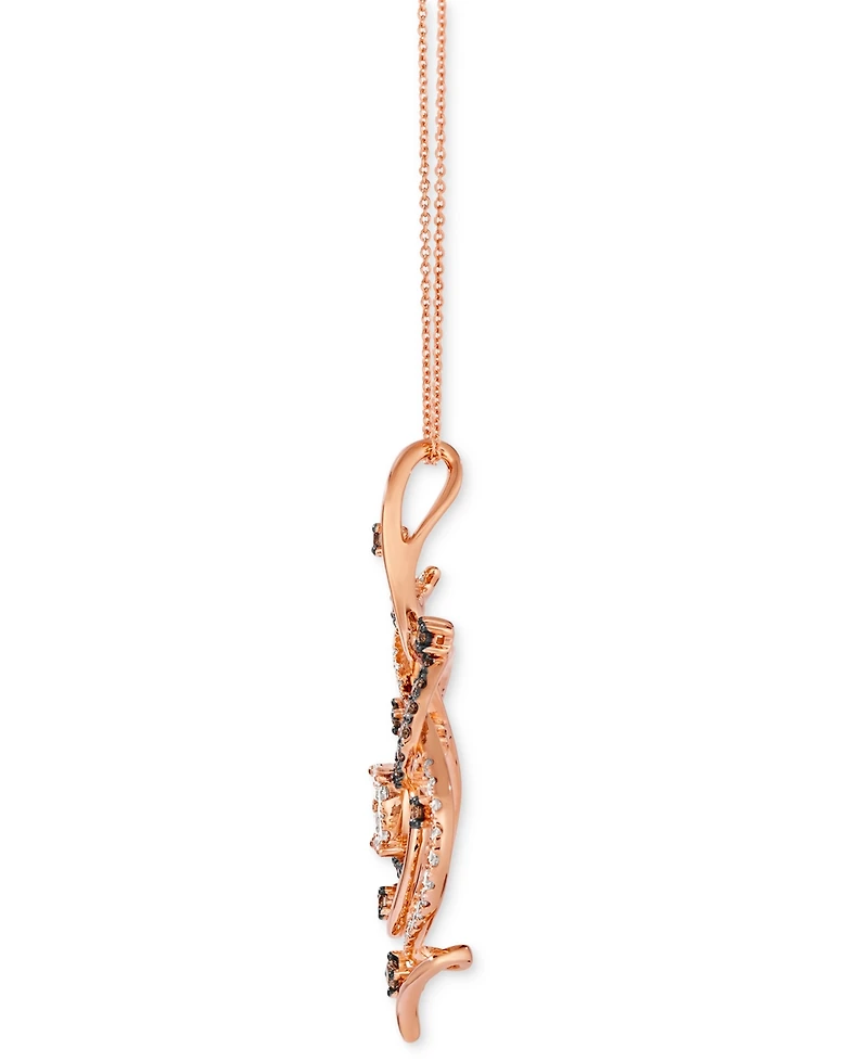Le Vian Crazy Collection Chocolate Diamond & Nude Swirl Adjustable 20" Pendant Necklace (1-1/2 ct. t.w.) 14k Rose Gold