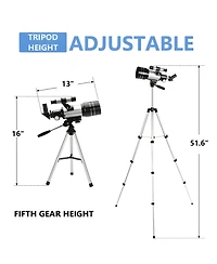 Portable 70mm Refractor Telescope for Adults & Kids - 15X-150X Magnification with Phone Adapter and Wireless Remote