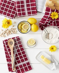 Design Imports Basic Terry Collection Windowpane Dishtowel Set, 16x26", Wine Check, 4 Piece