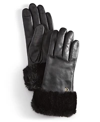 Cole Haan Women's Faux-Fur-Cuff Leather Gloves