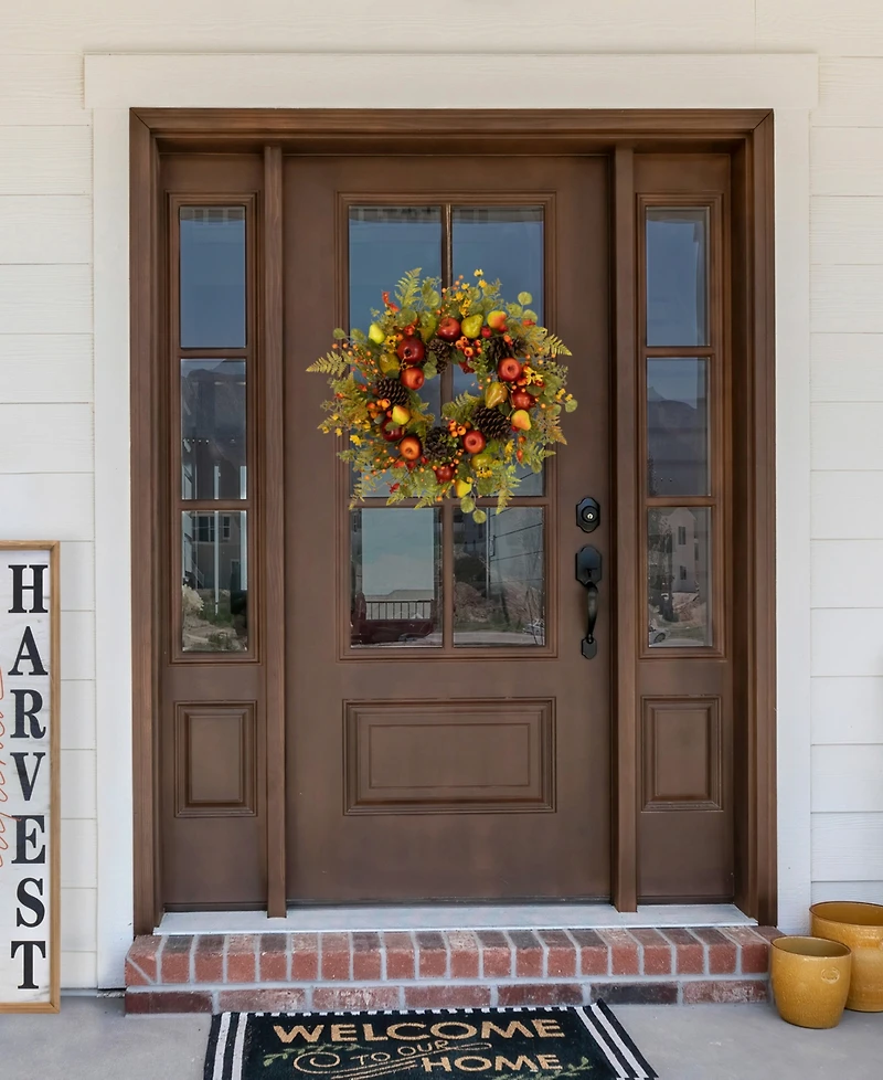 Northlight Apples and Pears Artificial Fall Harvest Wreath - 26" - Unlit