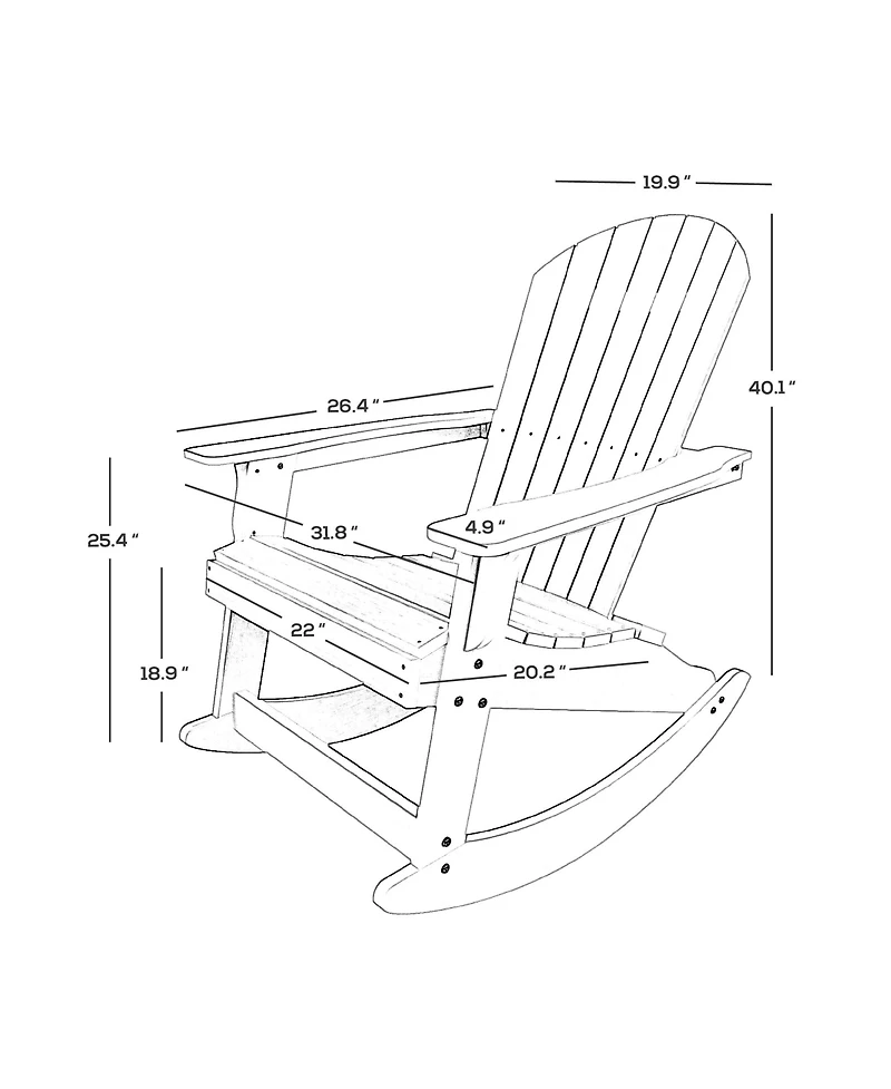 Outdoor Patio All-weather Adirondack Rocking Chair