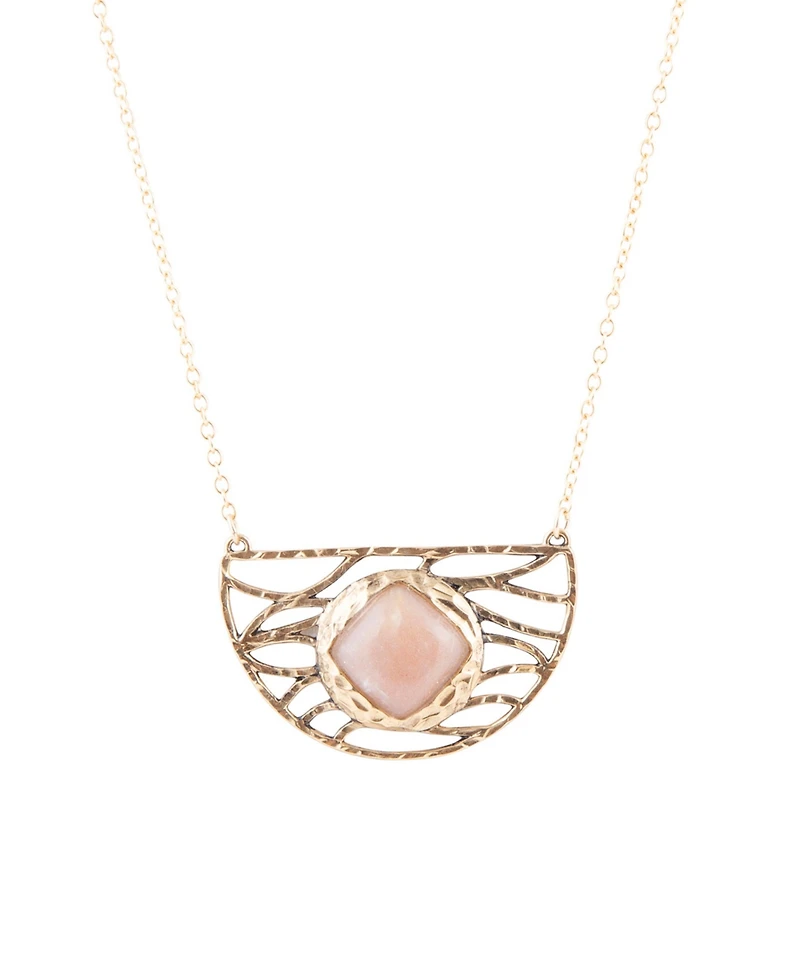 Barse Terra Genuine Peach Moonstone Abstract Pendant Necklace