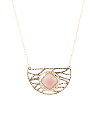 Barse Terra Genuine Peach Moonstone Abstract Pendant Necklace