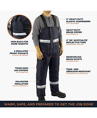 RefrigiWear Big & Tall Iron-Tuff Enhanced Visibility Bib Overalls - HiVis, Insulated Work Bibs, Water-Repellent, Windproof,