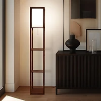 Maxwell 63" Led Shelf Column Floor Lamp with Lantern Shade