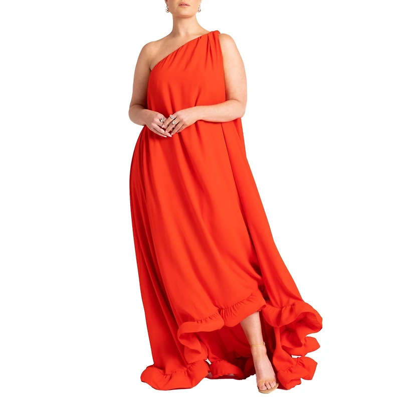 Eloquii Women's Plus Dramatic Ruffle Gown