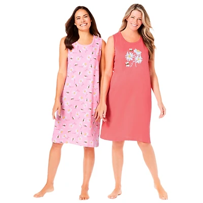 Dreams & Co. Women's 2-Pack Sleeveless Sleepshirt