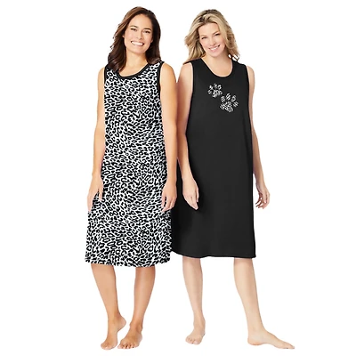 Dreams & Co. Women's 2-Pack Sleeveless Sleepshirt