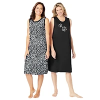 Dreams & Co. Women's 2-Pack Sleeveless Sleepshirt