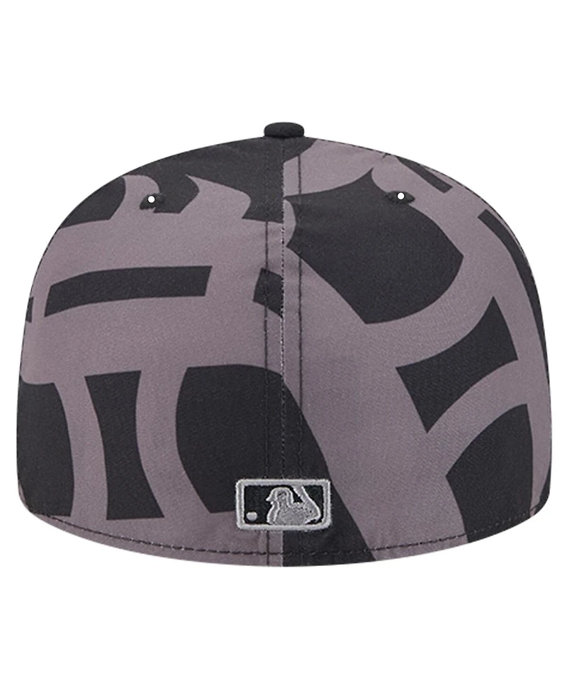 New Era Men's Black Detroit Tigers Logo Fracture 59FIFTY Fitted Hat