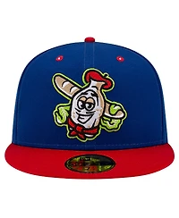 New Era Men's Blue Akron RubberDucks Theme Night Akron White French 59FIFTY Fitted Hat