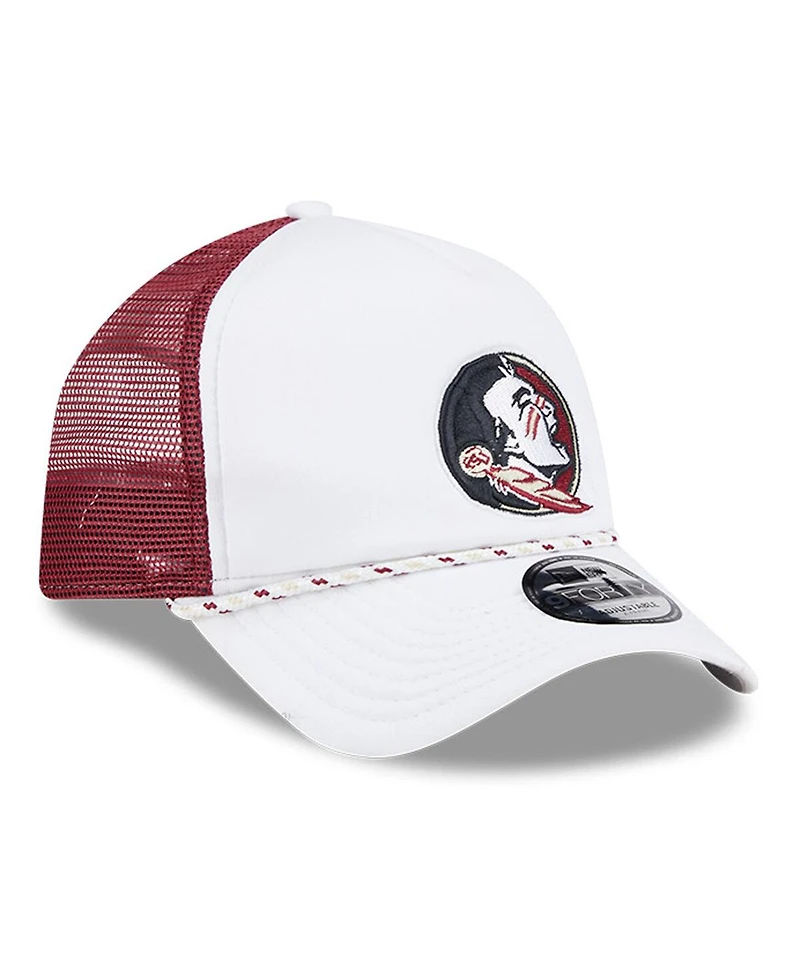 New Era Men's White/Garnet Florida State Seminoles Court Sport Foam A-Frame 9FORTY Adjustable Trucker Hat