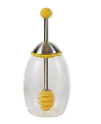 Rsvp International Glass, Stainless Steel and Silicone 3x3x8" Yellow Honey Jar Set