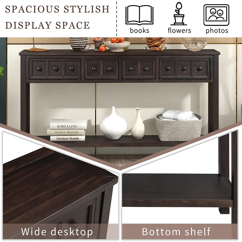 Streamdale Rustic 60" Entryway Sofa Table with Drawers