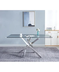 Streamdale Furniture Rectangular Tempered Glass Dining Table, Modern Dining Room Interior Design, For 6 People