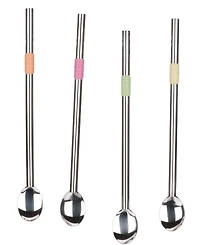 Rsvp International Endurance Stainless Steel 4 Piece 8.5" Spoon Straw Set