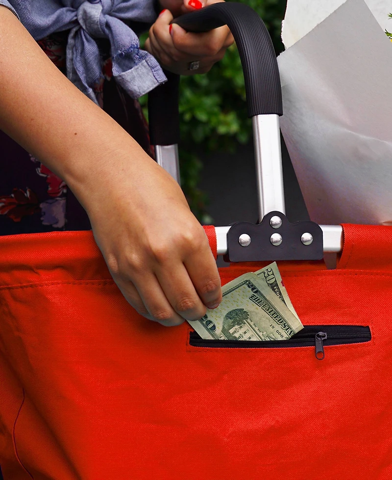 Rsvp International Aluminum Frame 17x11x18" Red Foldable Market Basket