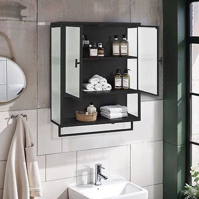Streamdale 23.62" Glass Doors Modern Two-Door Wall Cabinet