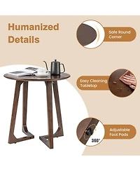 24" Round Side Table Solid Rubber Wood End Table Beside Sofa&Bed for Small Space