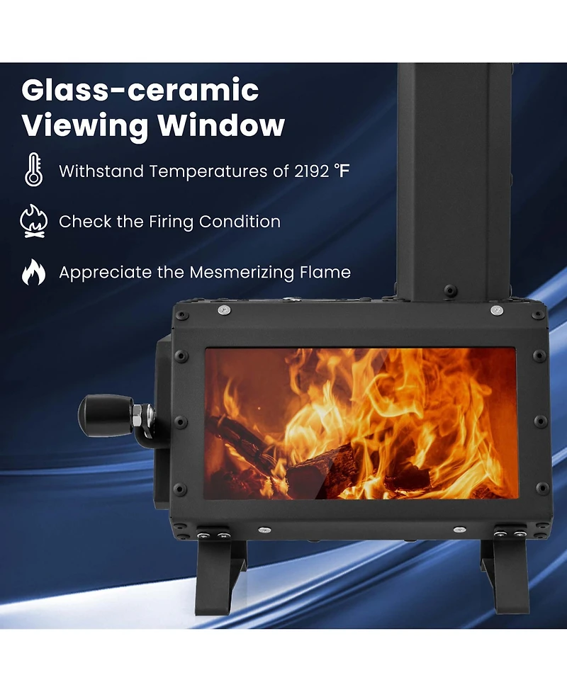 Costway Portable Wood Burning Stove Wood Camping Stove Heater with 2 Cooking Positions