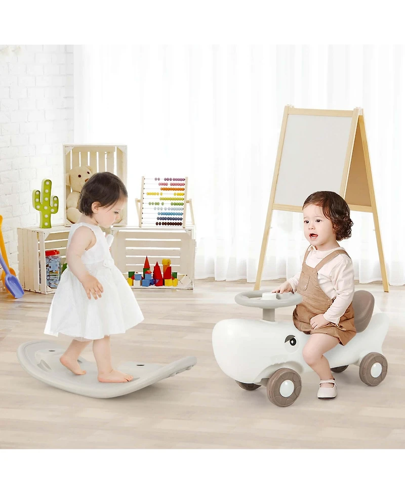 Convertible Rocking Horse & Sliding Car with Detachable Balance Board