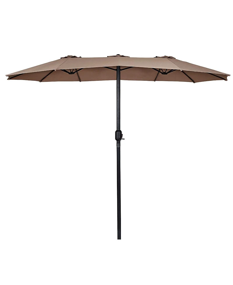 15' Market Outdoor Umbrella Double-Sided Twin Patio Umbrella with Crank