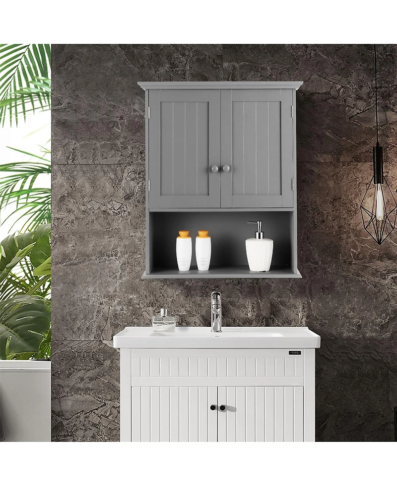 Wall Mount Bathroom Cabinet Storage Organizer Medicine with 2-Doors and 1- Shelf Cottage Collection