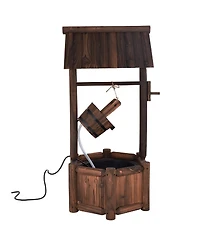 Costway Garden Rustic Wishing Well Water Fountain Wooden Outdoor