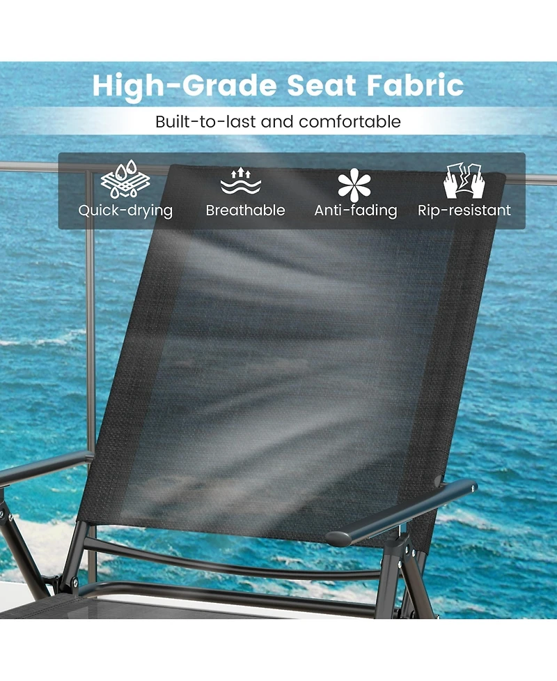 Costway 2 Piece Patio Folding Chaise Lounge Chairs with 6-Level Backrest Reclining
