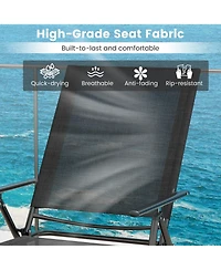 Costway 2 Piece Patio Folding Chaise Lounge Chairs with 6-Level Backrest Reclining
