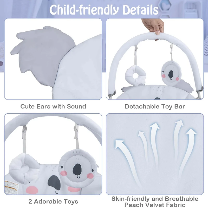 Costway Portable Baby Bouncer Vibration Infant Rocker Seat with Detachable Toy Bar