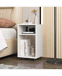 Mobile File Cabinet Wooden Printer Stand Vertical Storage Organizer Home Office
