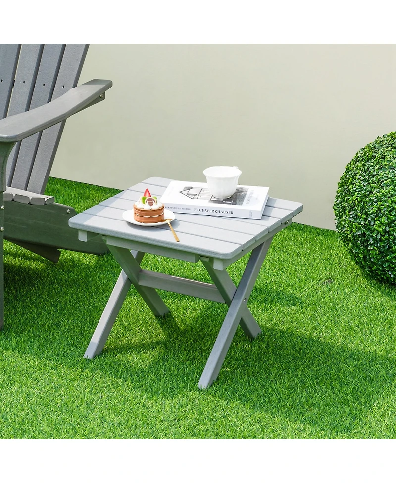 Outdoor Folding Side Table Weather-Resistant Hdpe Adirondack Table
