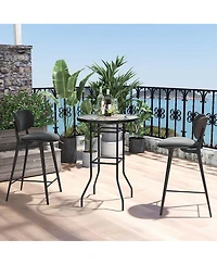 38'' Patio Round Counter Height Bar Table withTempered Glass Tabletop Poolside