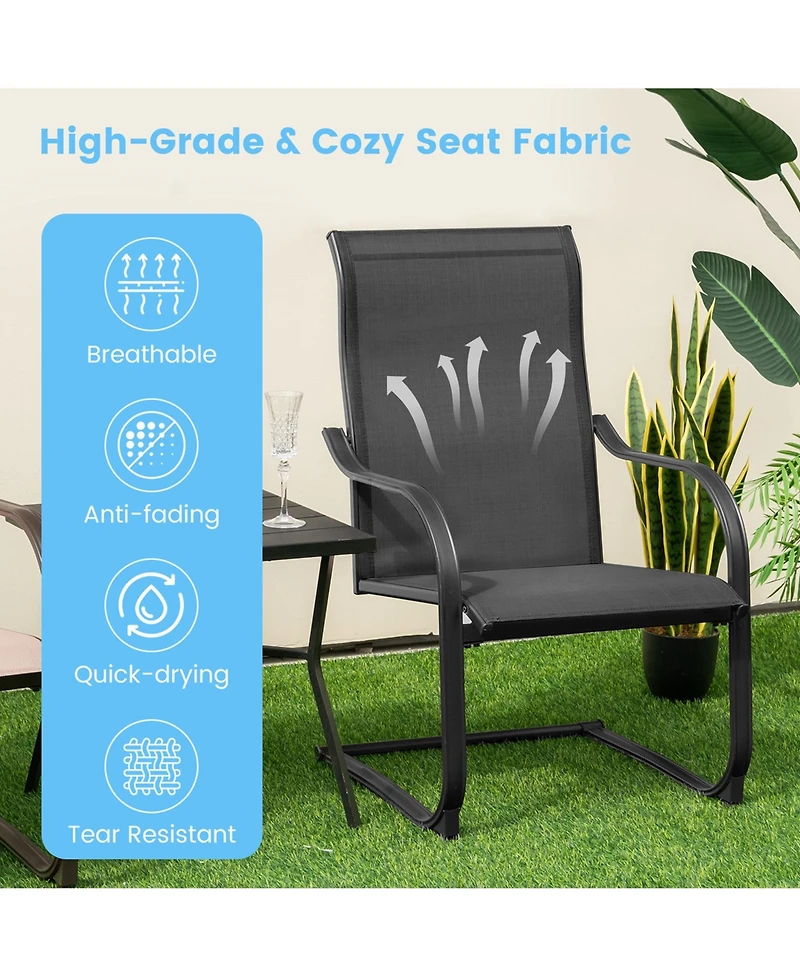 2pcs C-Spring Motion Patio Dining Chairs All Weather Heavy Duty Outdoor