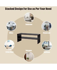 3 Pcs Stackable Shoe Rack 31-Inch Horizontal Organizer 2-tier StorageShelf