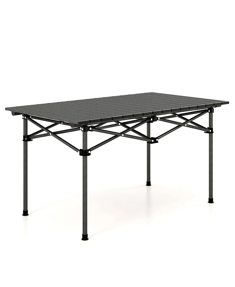 Gymax Aluminum Camping Table for 4-6 People Folding Picnic Table w/ Carry Bag