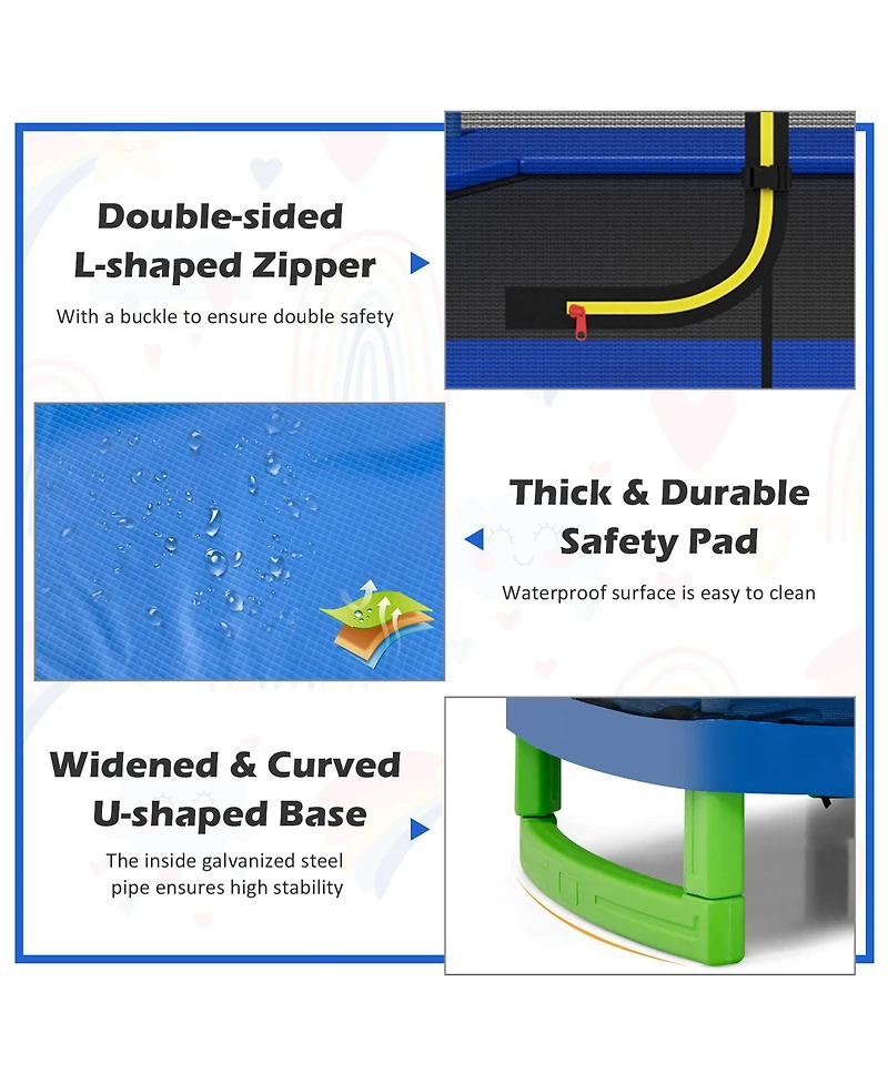 Costway 7FT Kids Trampoline Outdoor Indoor Recreational Bounce Jumper