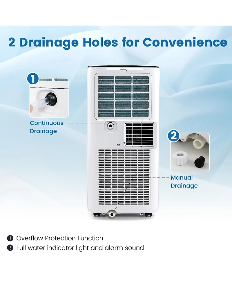 6000 Btu (9000 Btu Ashar) Portable Air Conditioner 3-in-1 Ac Unit with Cool Dehum Fan Sleep Mode