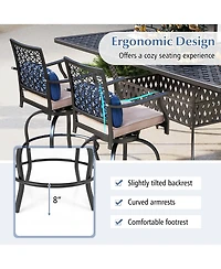 Costway Set of 2 Patio Swivel Bar Stool Chairs Cushioned Pillow