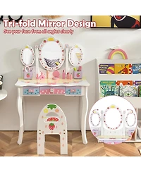 Costway Kids Vanity Princess Makeup Dressing Table Chair Set
