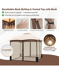 Costway 10x10 Ft 2-Tier Patio Gazebo Canopy Netting Heavy-Duty Metal Easy-Setup Outdoor