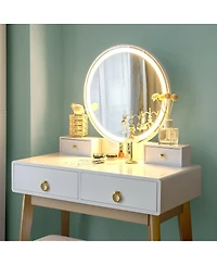 Makeup Vanity Table 3 Color Lighting Modes Jewelry Dressing