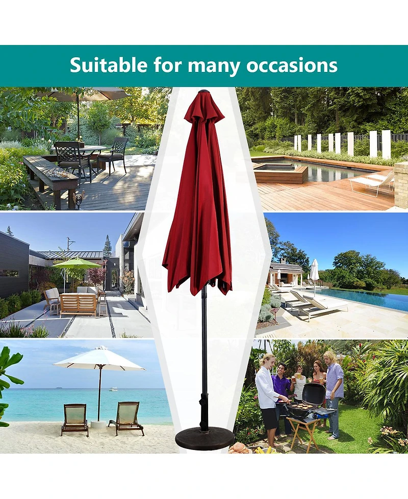 10FT Patio Umbrella 6 Ribs Market Steel Tilt W/ Crank Outdoor Garden