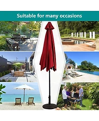 10FT Patio Umbrella 6 Ribs Market Steel Tilt W/ Crank Outdoor Garden