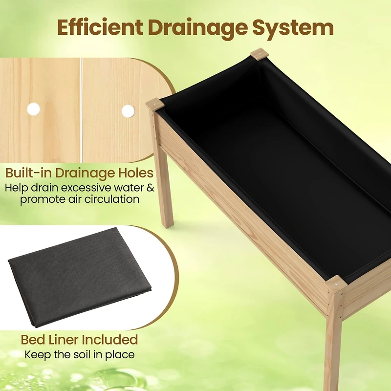 Wooden Raised Vegetable Garden Bed Elevated Grow Vegetable Planter