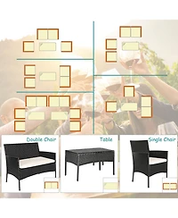 Patio 4PCS Furniture Set Rattan Wicker Outdoor