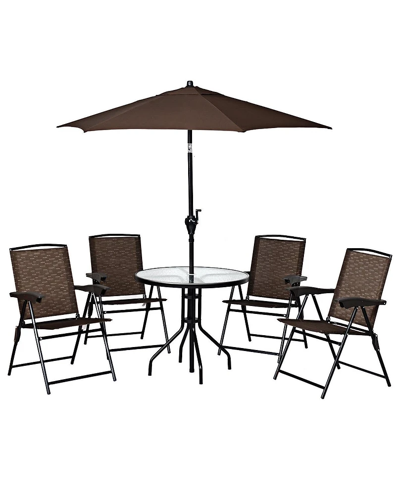 4PCS Folding Sling Chairs Steel Armrest Patio Garden Camping