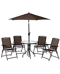 4PCS Folding Sling Chairs Steel Armrest Patio Garden Camping